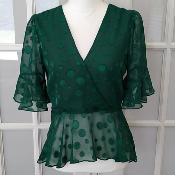 Highline Collective Double V Neck Green Blouse Size - Small - Picture 3 of 16